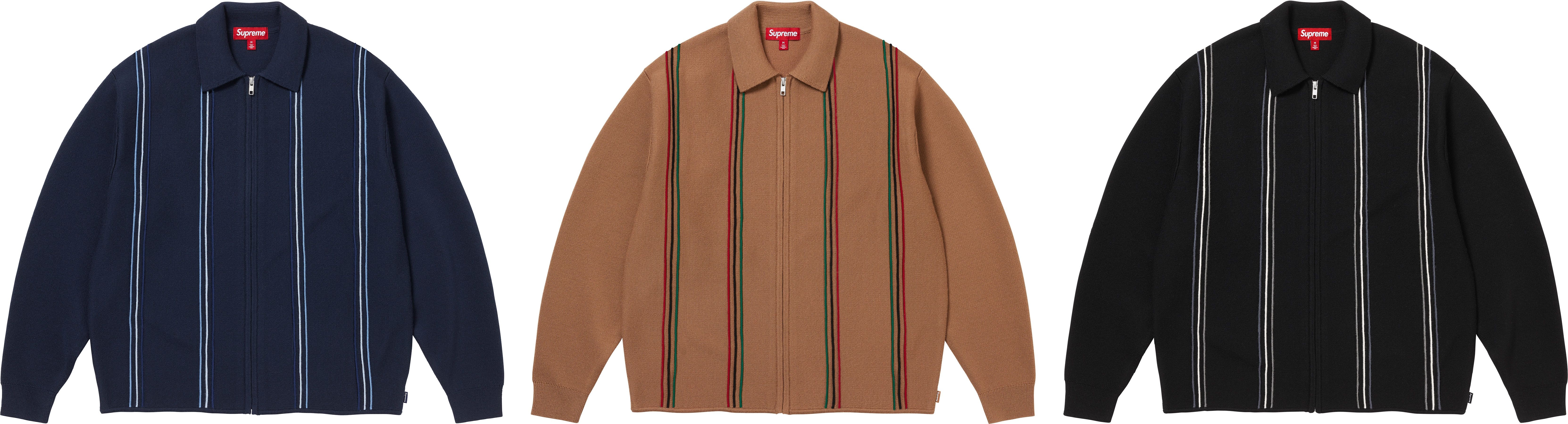 Stripe Zip Up Polo Sweater
